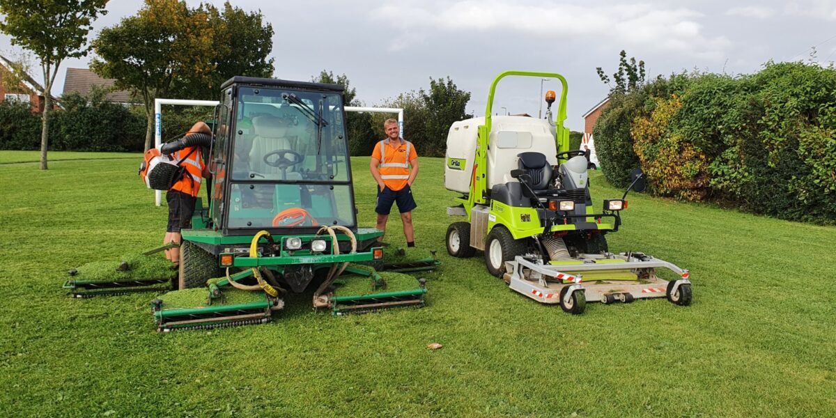 Professional Grounds Maintenance Team Hard at Work
