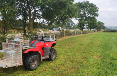 Quad bike equipment supporting the laying of stock fencing along the smart motorway